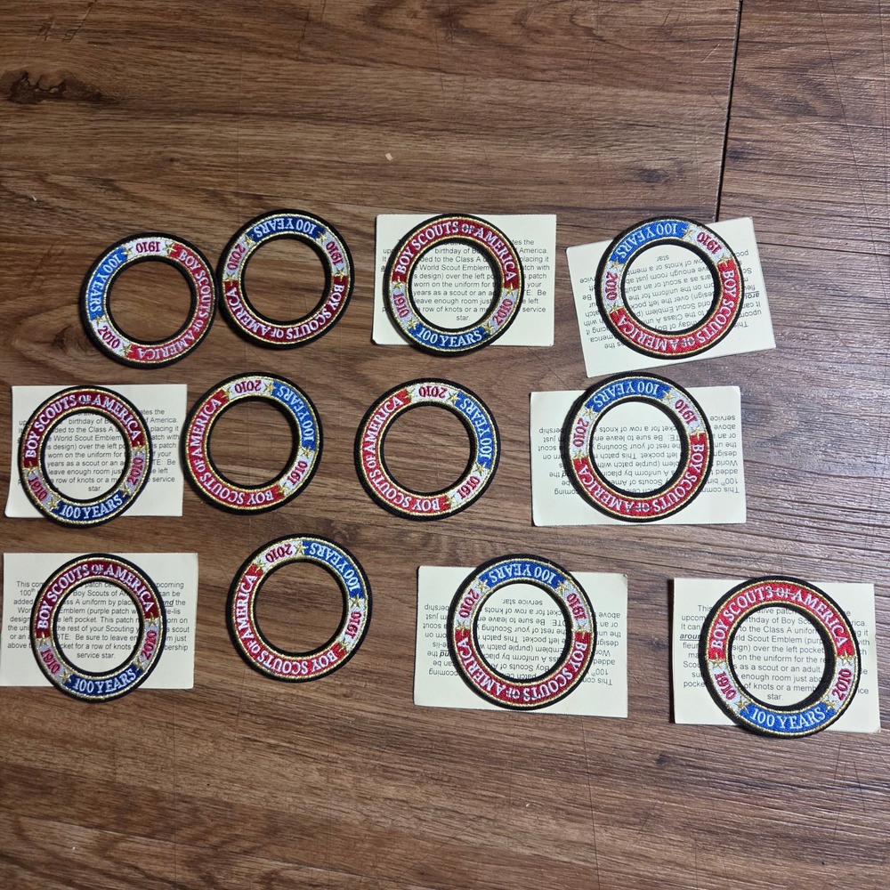 Lot of 12 Boy Scouts of America 100 Years Anniversary Ring Patches 1910-2010
